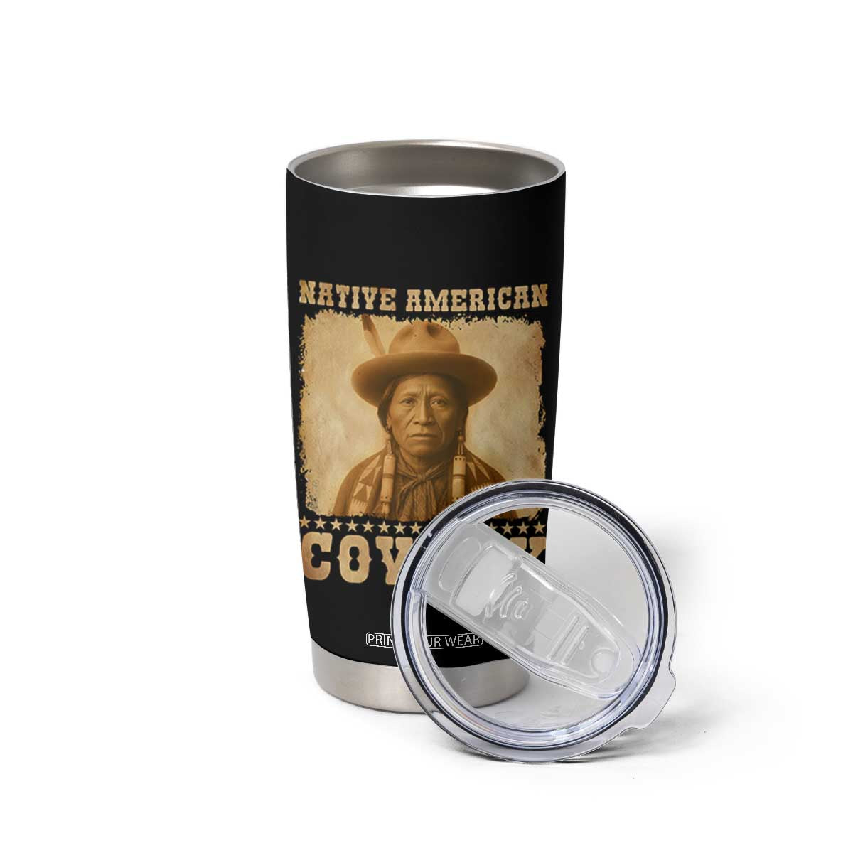 Native American Cowboy Tumbler Cup Vintage Western Country Portrait TS11 Print Your Wear