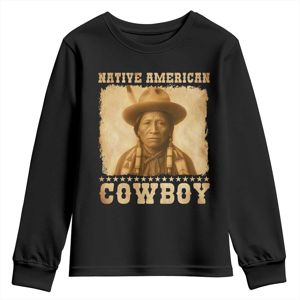 Native American Cowboy Youth Sweatshirt Vintage Western Country Portrait TS11 Black Print Your Wear