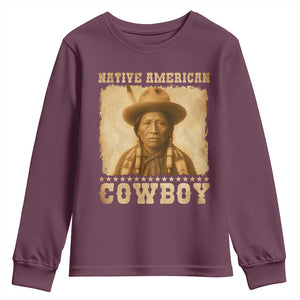 Native American Cowboy Youth Sweatshirt Vintage Western Country Portrait TS11 Maroon Print Your Wear
