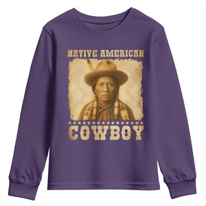 Native American Cowboy Youth Sweatshirt Vintage Western Country Portrait TS11 Purple Print Your Wear