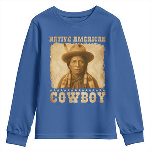 Native American Cowboy Youth Sweatshirt Vintage Western Country Portrait TS11 Royal Blue Print Your Wear