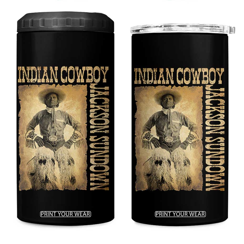 Jackson Sundown 4 in 1 Can Cooler Tumbler Native American Cowboy Vintage Western TS11 One Size: 16 oz Black Print Your Wear