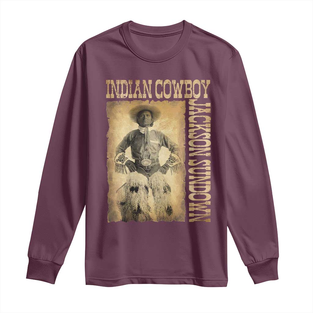 Jackson Sundown Long Sleeve Shirt Native American Cowboy Vintage Western TS11 Maroon Print Your Wear