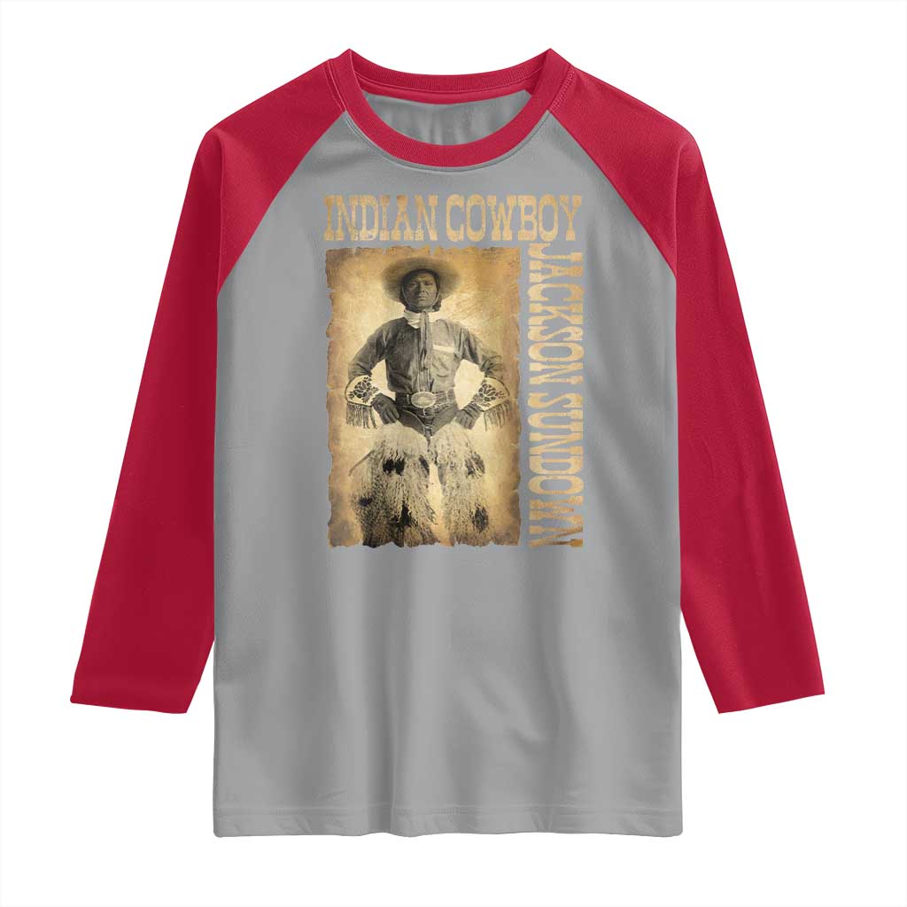 Jackson Sundown Raglan Shirt Native American Cowboy Vintage Western TS11 Sport Gray Red Print Your Wear