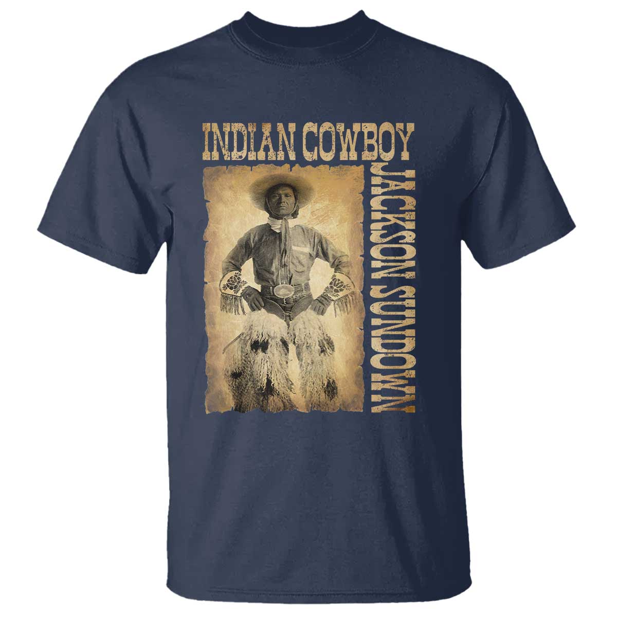 Jackson Sundown T Shirt Native American Cowboy Vintage Western TS11 Navy Print Your Wear