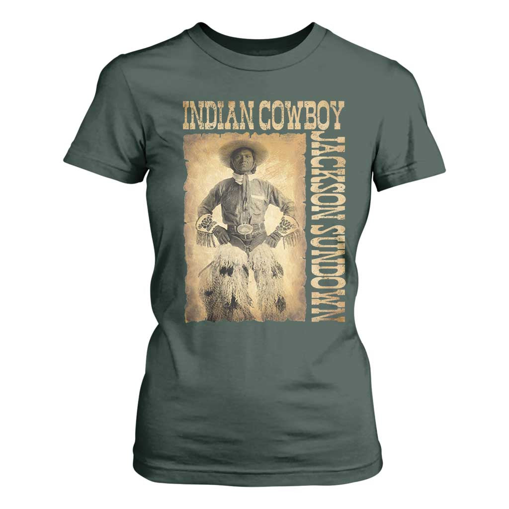 Jackson Sundown T Shirt For Women Native American Cowboy Vintage Western TS11 Dark Forest Green Print Your Wear