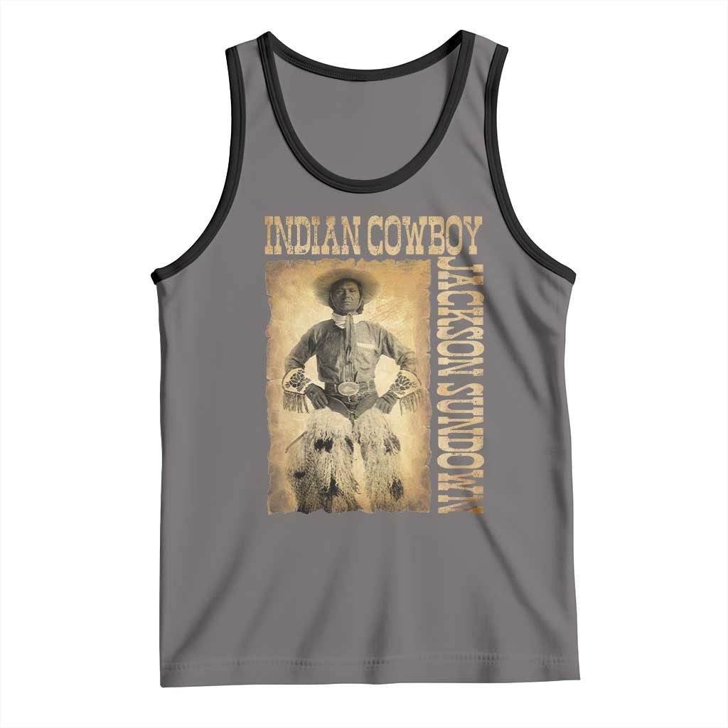Jackson Sundown Tank Top Native American Cowboy Vintage Western TS11 Deep Heather Black Print Your Wear