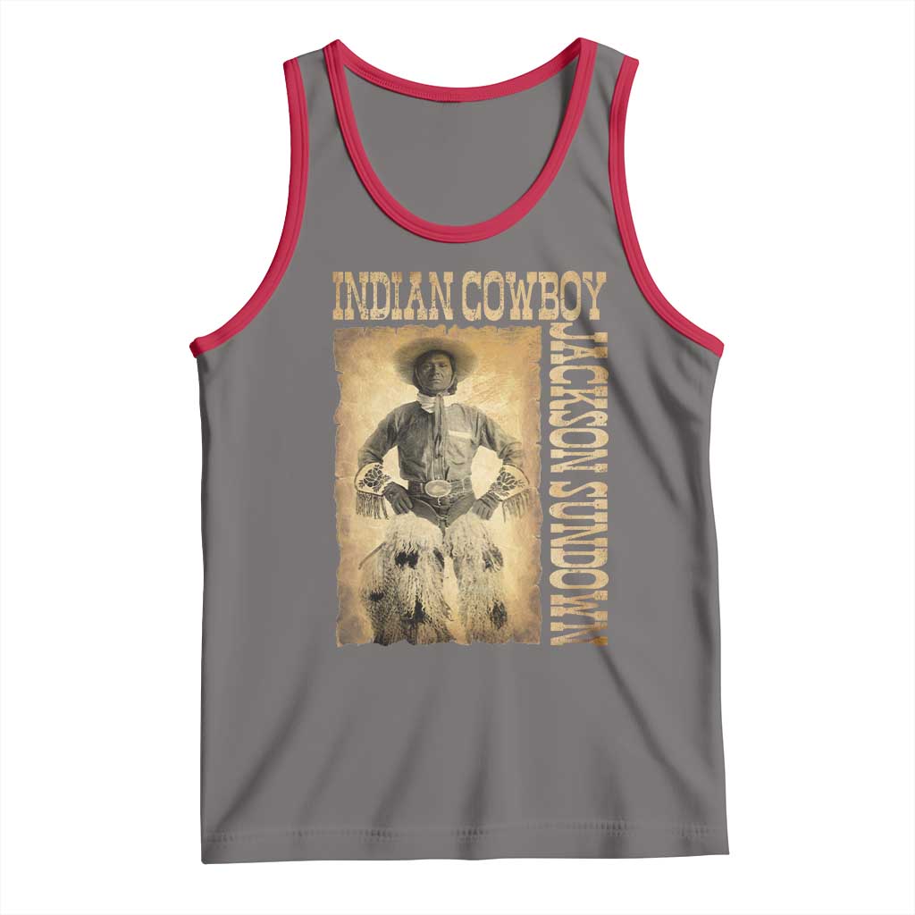 Jackson Sundown Tank Top Native American Cowboy Vintage Western TS11 Deep Heather Red Print Your Wear