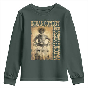 Jackson Sundown Youth Sweatshirt Native American Cowboy Vintage Western TS11 Dark Forest Green Print Your Wear