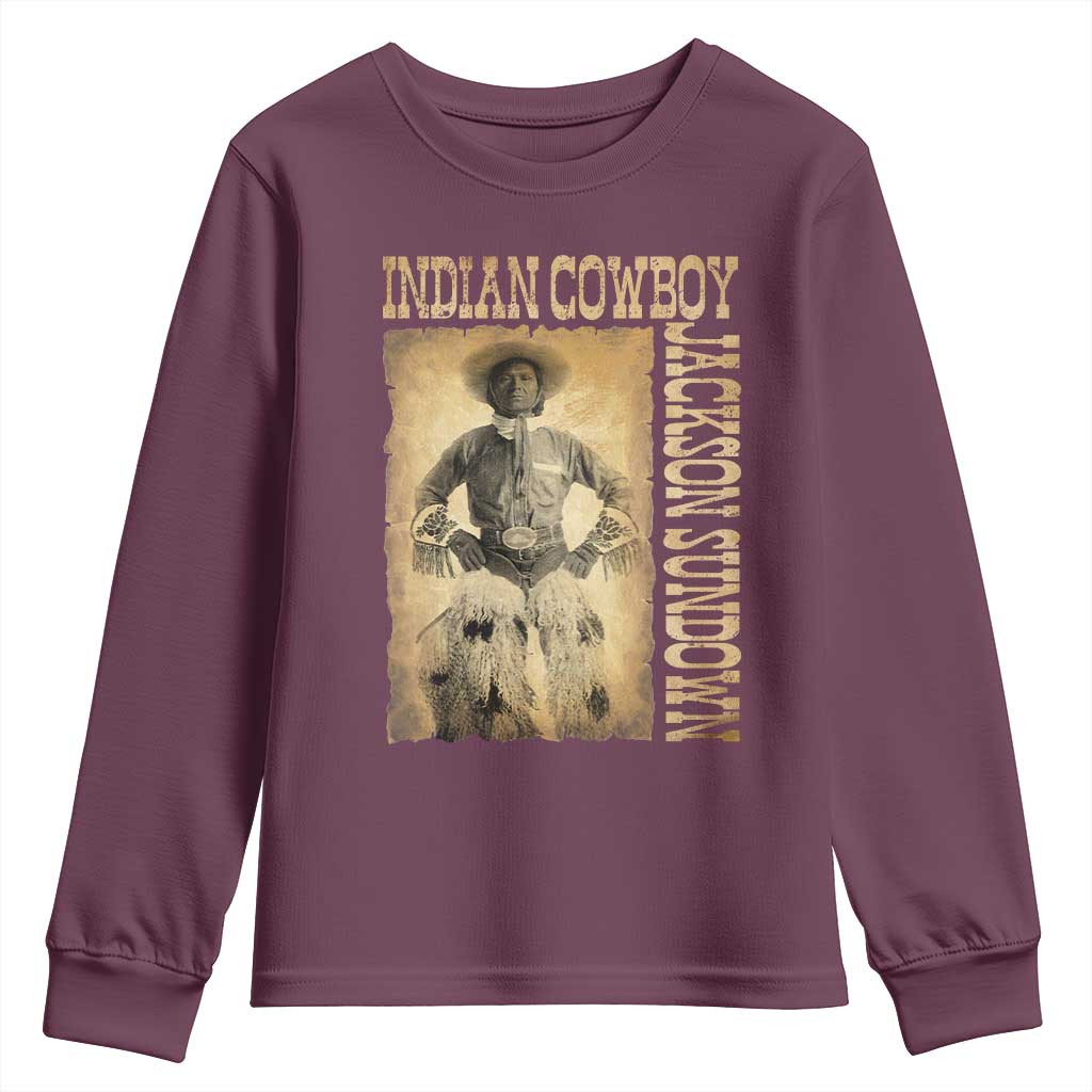 Jackson Sundown Youth Sweatshirt Native American Cowboy Vintage Western TS11 Maroon Print Your Wear