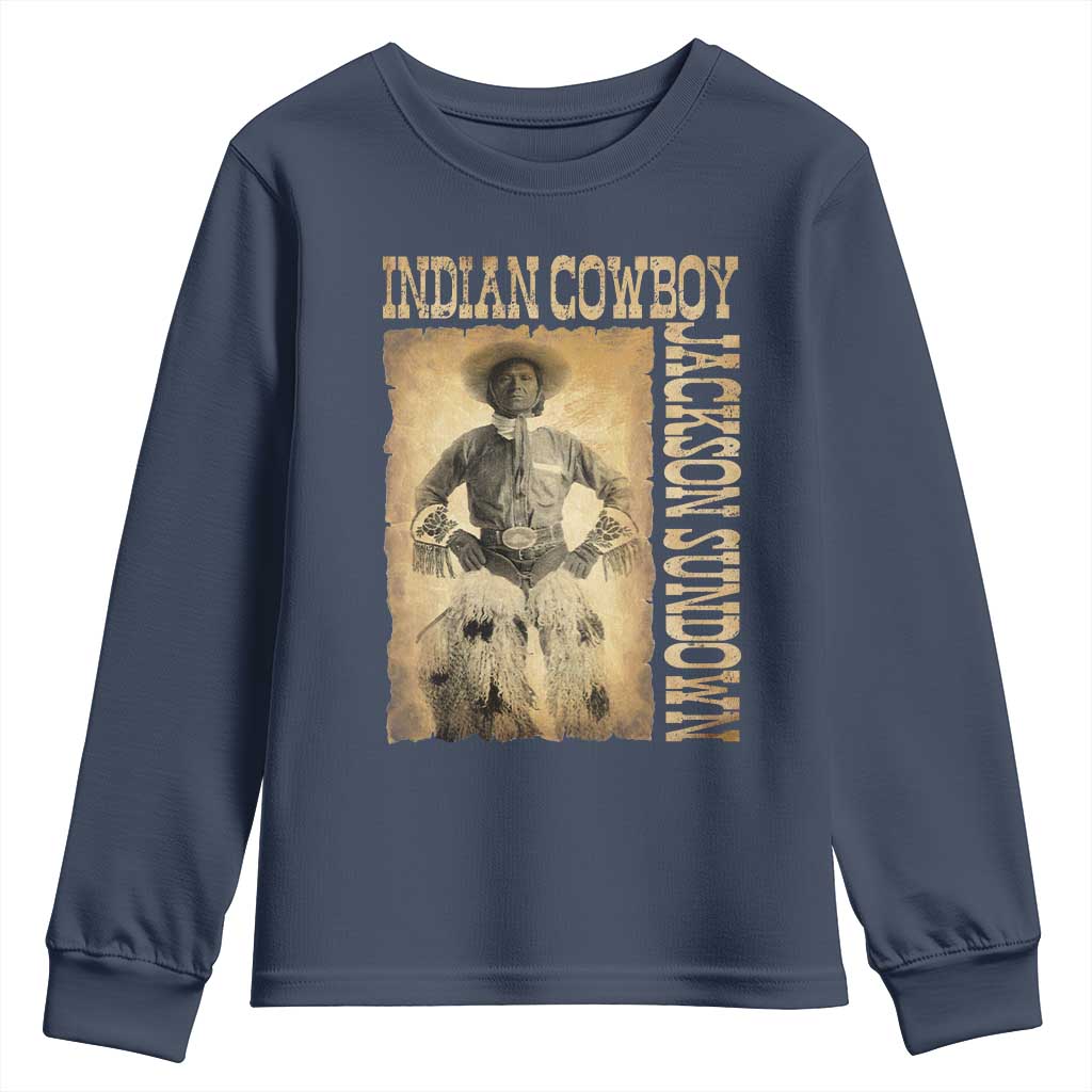 Jackson Sundown Youth Sweatshirt Native American Cowboy Vintage Western TS11 Navy Print Your Wear