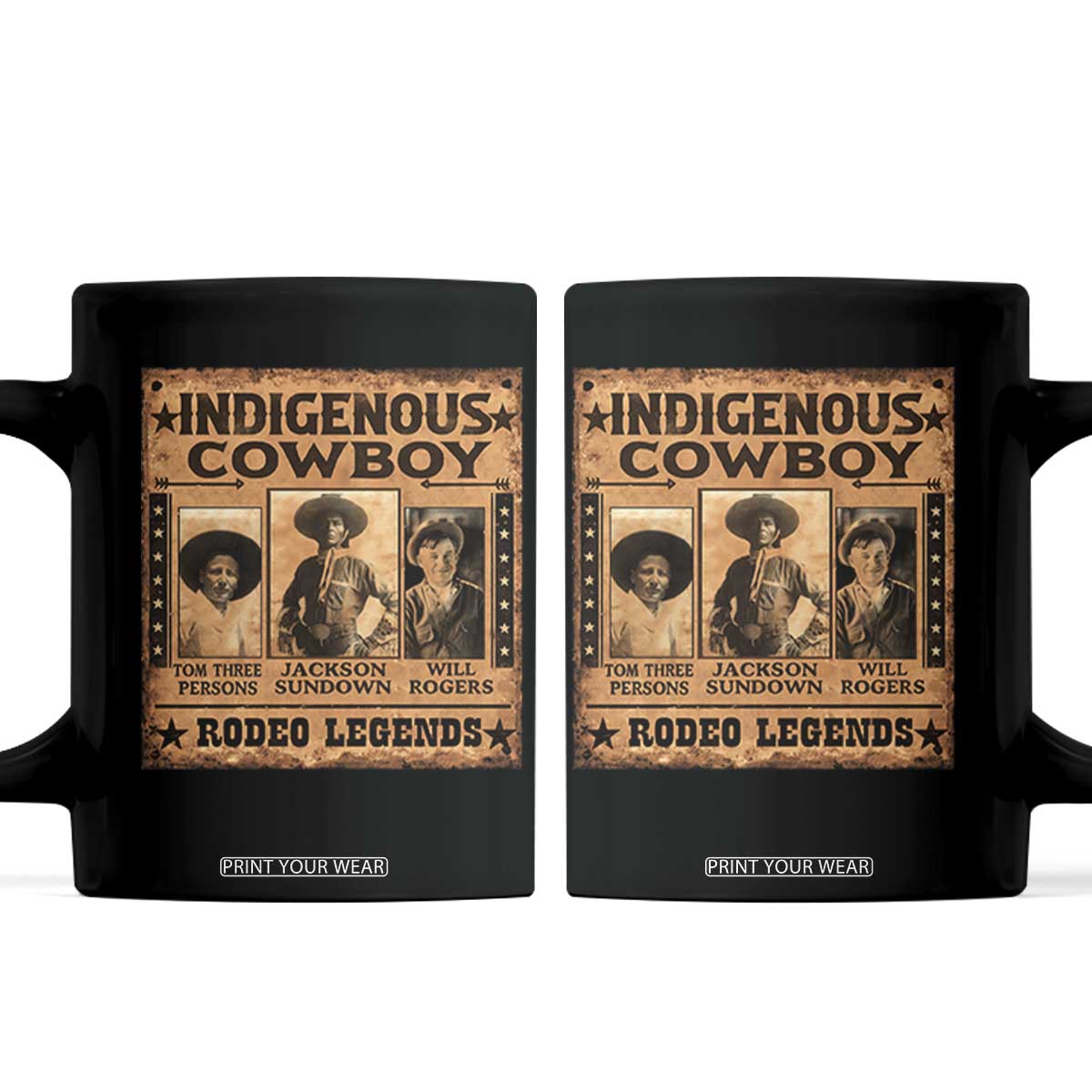 Native American Cowboy Rodeo Legends Coffee Mug Vintage Western Country Cowboy TS11 Black Print Your Wear