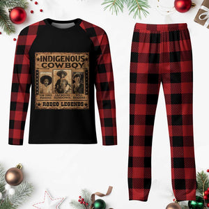 Native American Cowboy Rodeo Legends Plaid Pajama Set Vintage Western Country Cowboy
