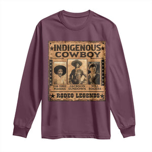 Native American Cowboy Rodeo Legends Long Sleeve Shirt Vintage Western Country Cowboy TS11 Maroon Print Your Wear