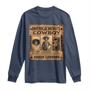 Native American Cowboy Rodeo Legends Long Sleeve Shirt Vintage Western Country Cowboy TS11 Navy Print Your Wear
