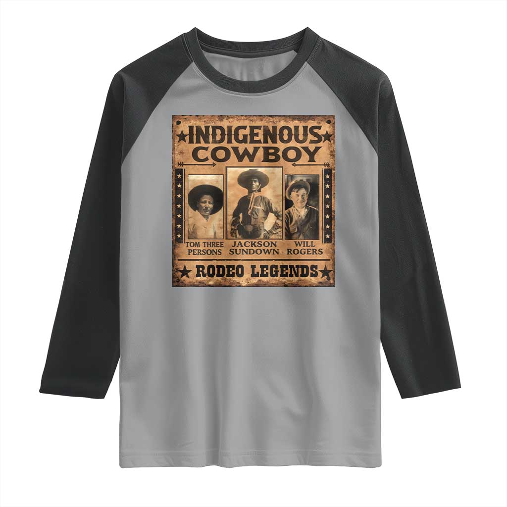 Native American Cowboy Rodeo Legends Raglan Shirt Vintage Western Country Cowboy TS11 Sport Gray Black Print Your Wear