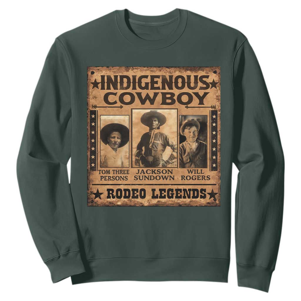 Native American Cowboy Rodeo Legends Sweatshirt Vintage Western Country Cowboy TS11 Dark Forest Green Print Your Wear