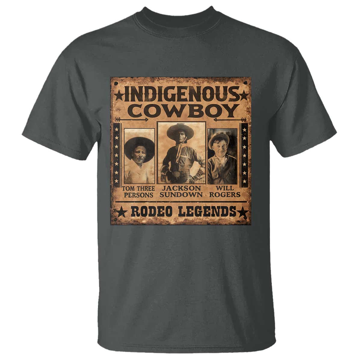 Native American Cowboy Rodeo Legends T Shirt Vintage Western Country Cowboy TS11 Dark Heather Print Your Wear
