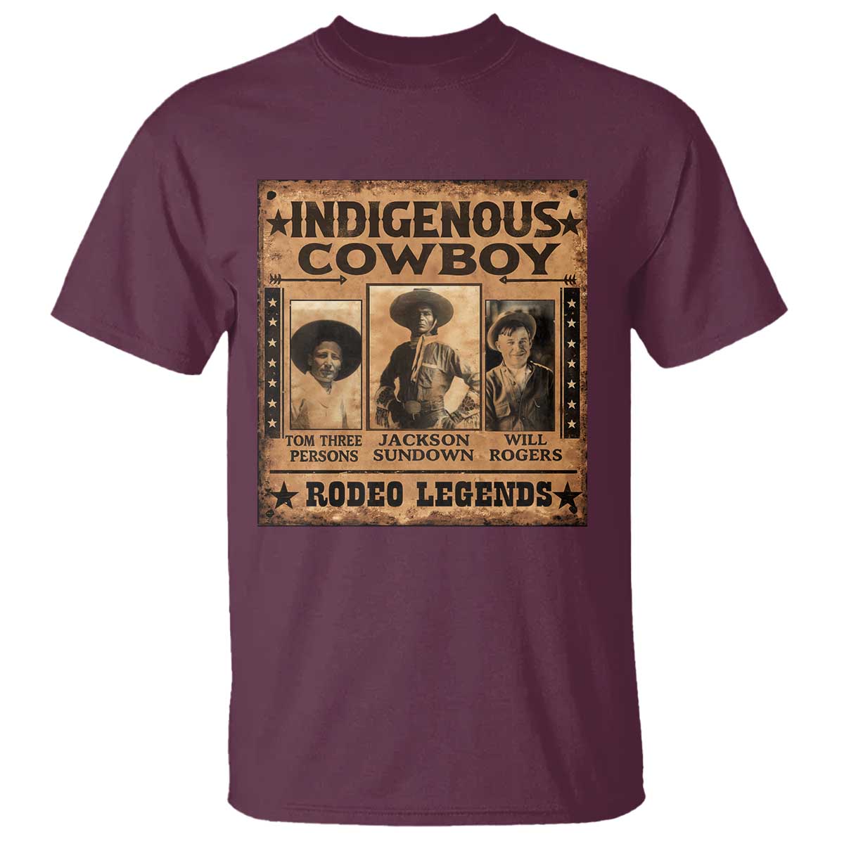Native American Cowboy Rodeo Legends T Shirt Vintage Western Country Cowboy TS11 Maroon Print Your Wear
