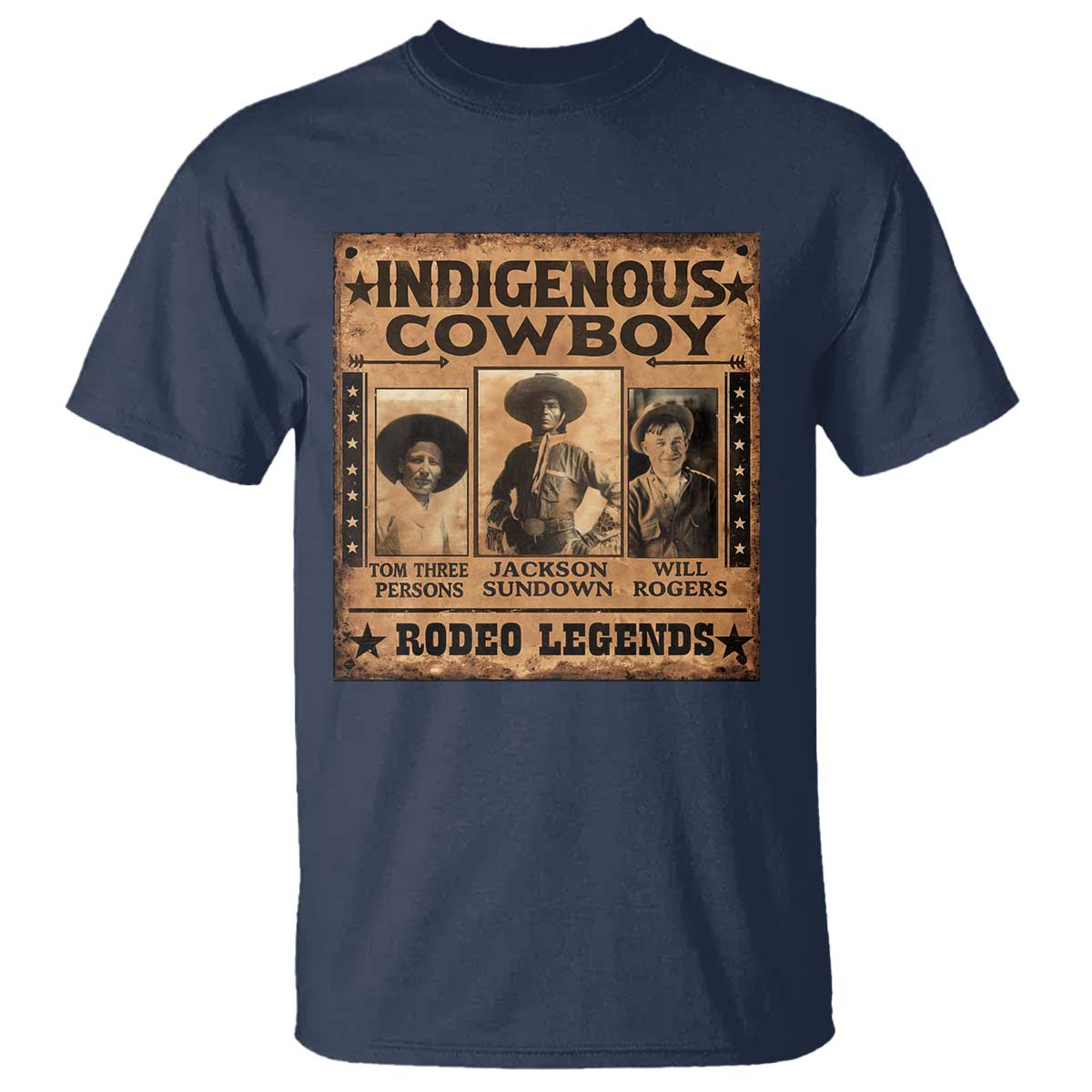 Native American Cowboy Rodeo Legends T Shirt Vintage Western Country Cowboy TS11 Navy Print Your Wear