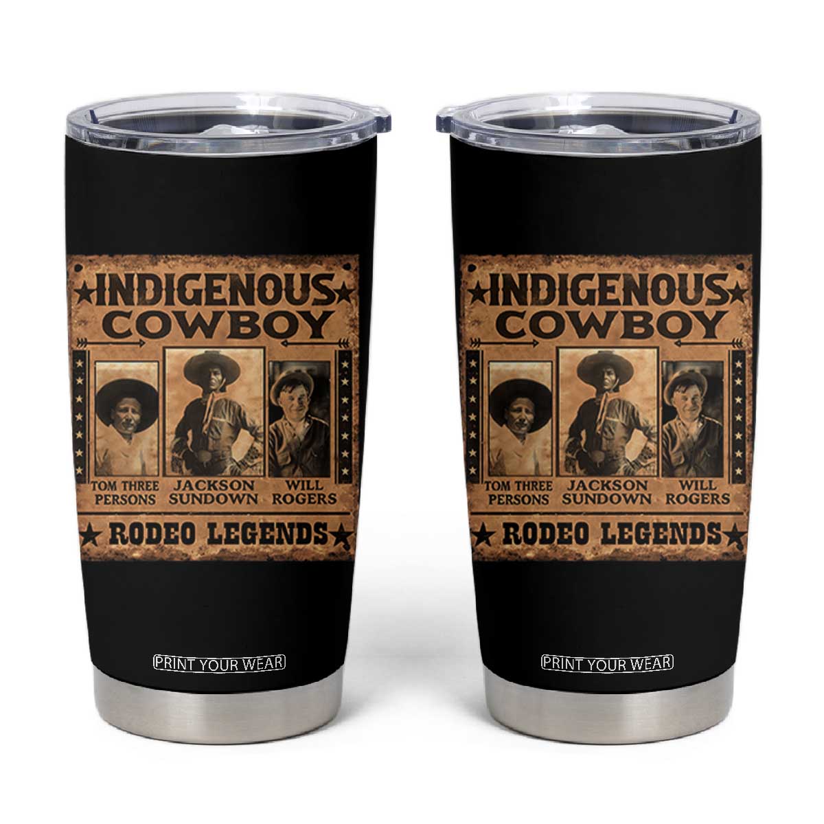 Native American Cowboy Rodeo Legends Tumbler Cup Vintage Western Country Cowboy TS11 Black Print Your Wear