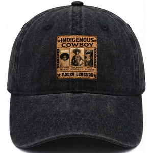 Native American Cowboy Rodeo Legends Washed Cotton Baseball Cap Vintage Western Country Cowboy