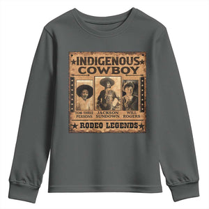 Native American Cowboy Rodeo Legends Youth Sweatshirt Vintage Western Country Cowboy TS11 Dark Heather Print Your Wear