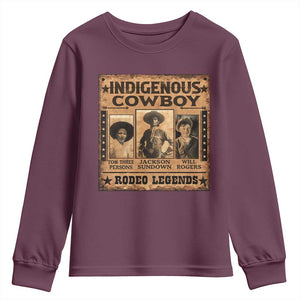 Native American Cowboy Rodeo Legends Youth Sweatshirt Vintage Western Country Cowboy TS11 Maroon Print Your Wear