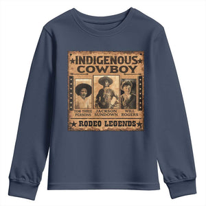 Native American Cowboy Rodeo Legends Youth Sweatshirt Vintage Western Country Cowboy TS11 Navy Print Your Wear