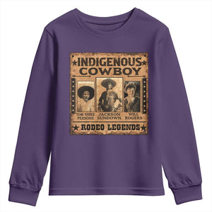 Native American Cowboy Rodeo Legends Youth Sweatshirt Vintage Western Country Cowboy TS11 Purple Print Your Wear
