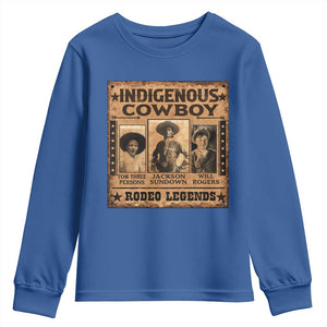 Native American Cowboy Rodeo Legends Youth Sweatshirt Vintage Western Country Cowboy TS11 Royal Blue Print Your Wear