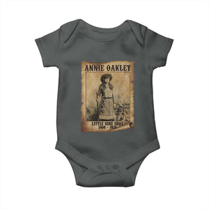 Annie Oakley Baby Onesie Little Sure Shot The Legendary Cowgirl TS11 Dark Heather Print Your Wear
