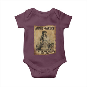 Annie Oakley Baby Onesie Little Sure Shot The Legendary Cowgirl TS11 Maroon Print Your Wear