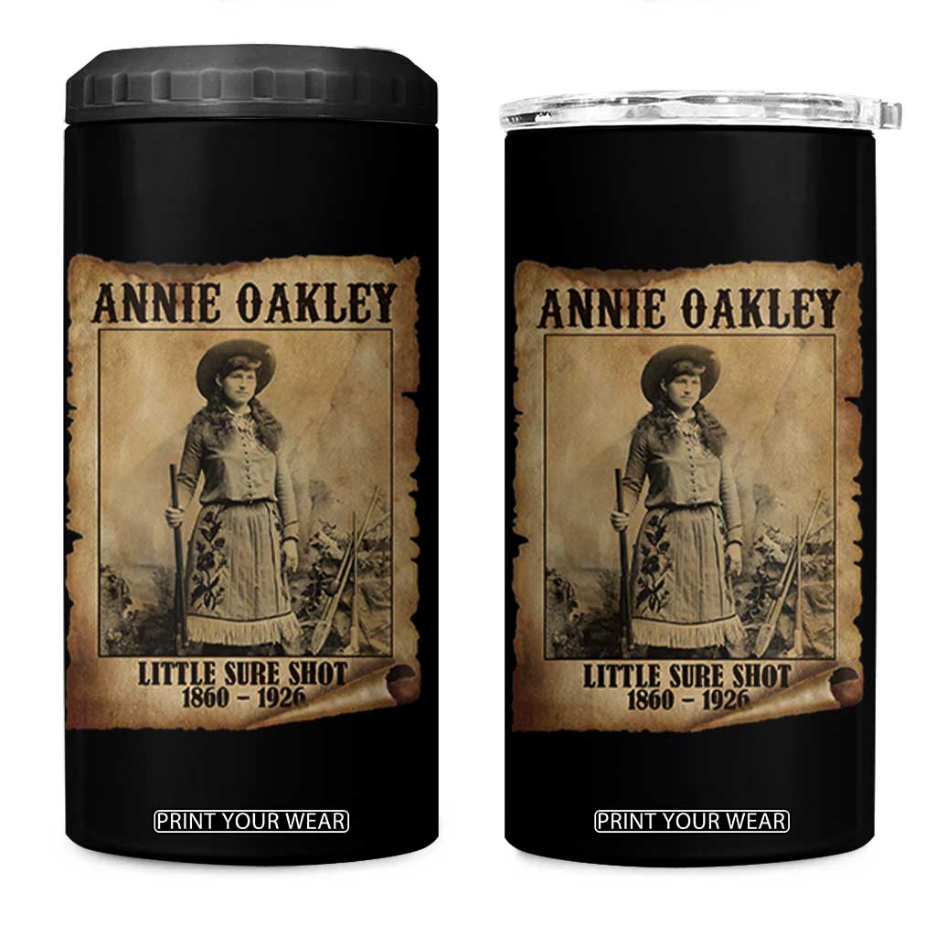 Annie Oakley 4 in 1 Can Cooler Tumbler Little Sure Shot The Legendary Cowgirl TS11 One Size: 16 oz Black Print Your Wear