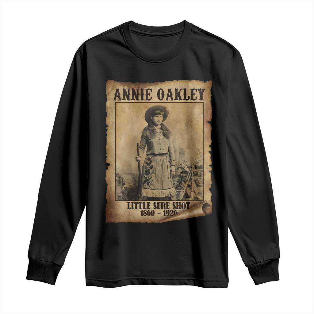 Annie Oakley Long Sleeve Shirt Little Sure Shot The Legendary Cowgirl TS11 Black Print Your Wear