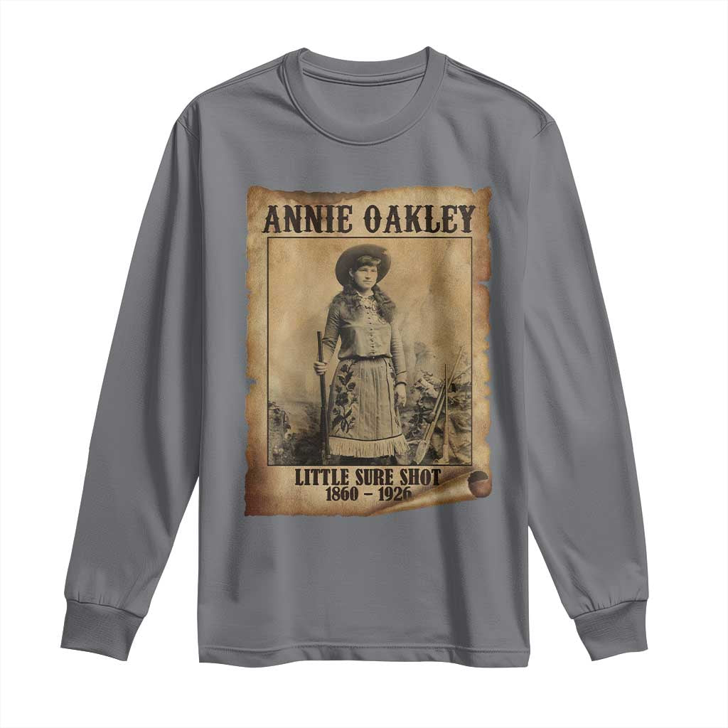 Annie Oakley Long Sleeve Shirt Little Sure Shot The Legendary Cowgirl TS11 Charcoal Print Your Wear