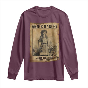 Annie Oakley Long Sleeve Shirt Little Sure Shot The Legendary Cowgirl TS11 Maroon Print Your Wear