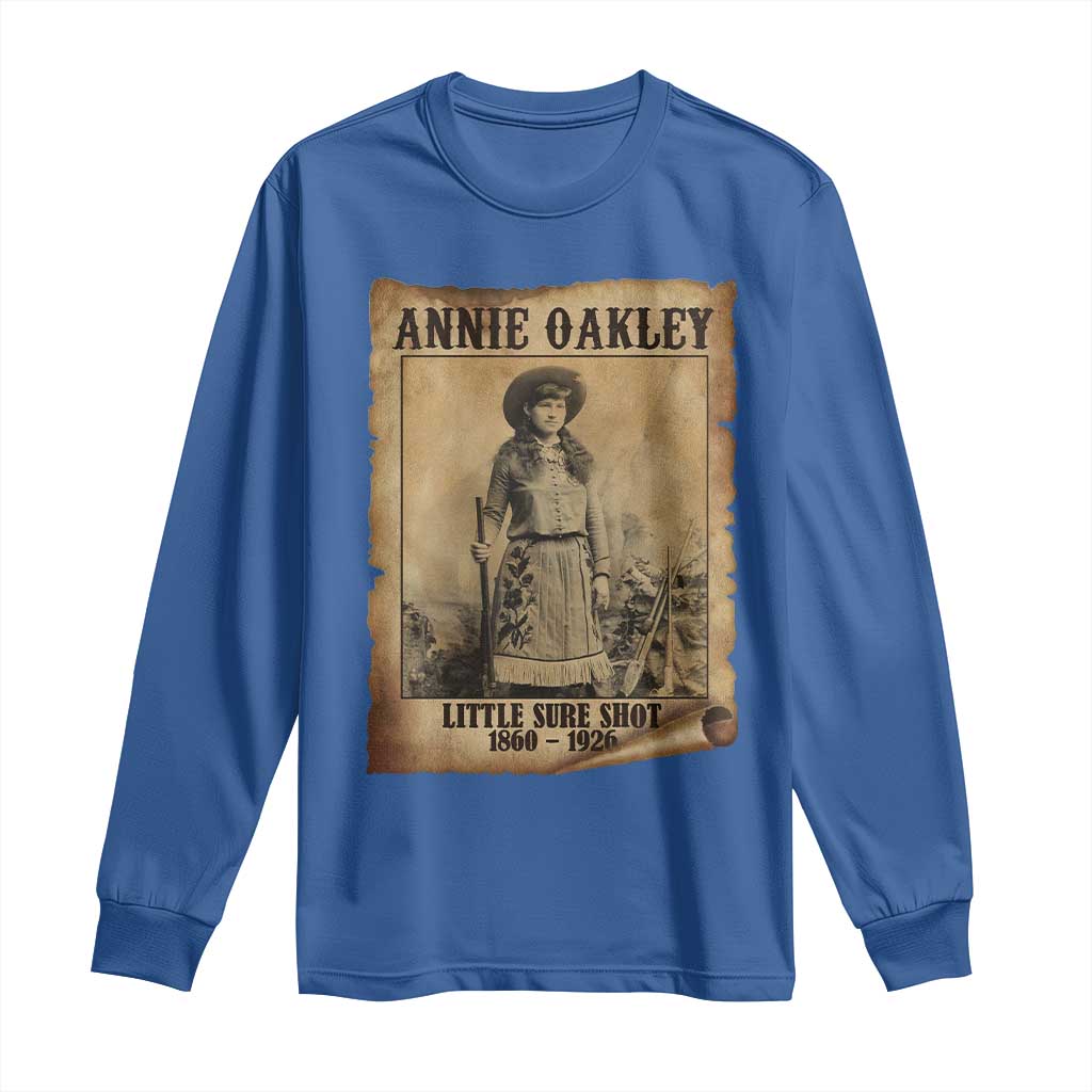 Annie Oakley Long Sleeve Shirt Little Sure Shot The Legendary Cowgirl TS11 Royal Blue Print Your Wear