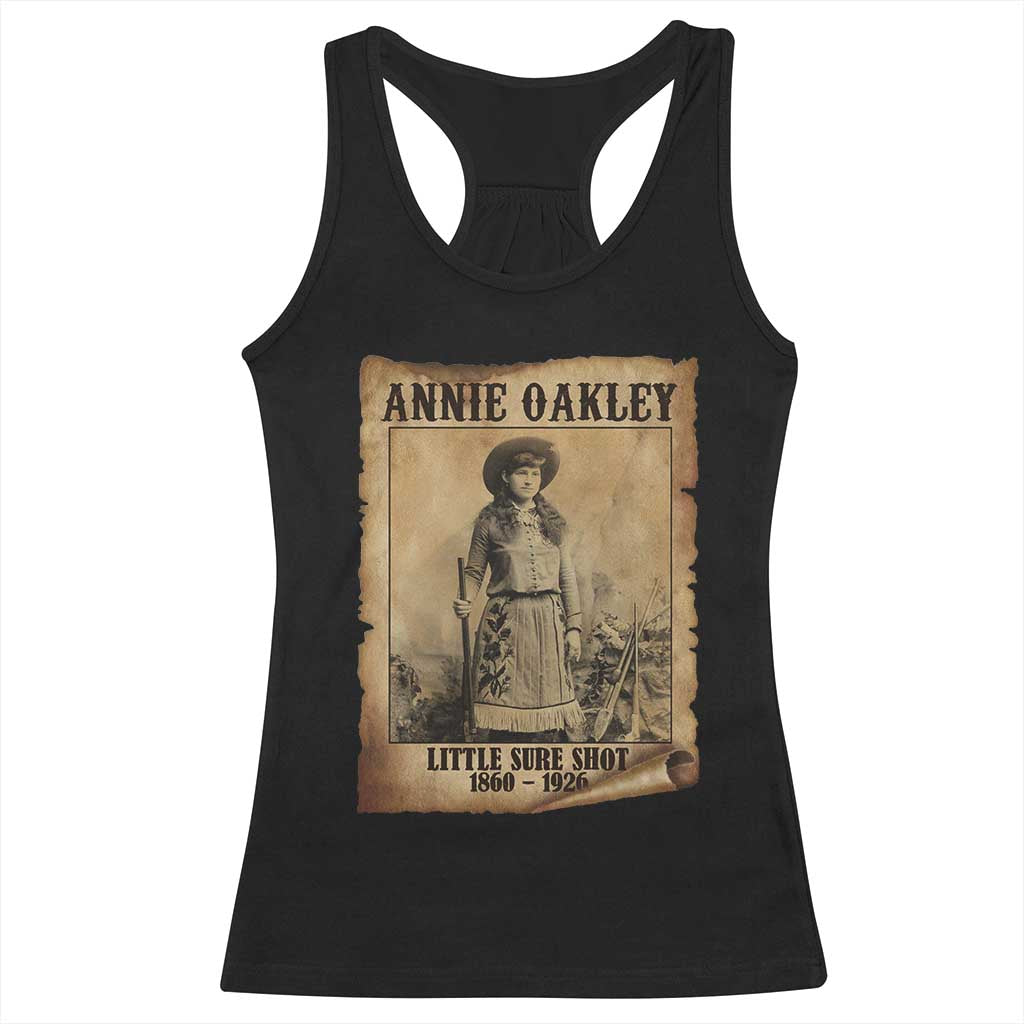 Annie Oakley Racerback Tank Top Little Sure Shot The Legendary Cowgirl TS11 Black Print Your Wear