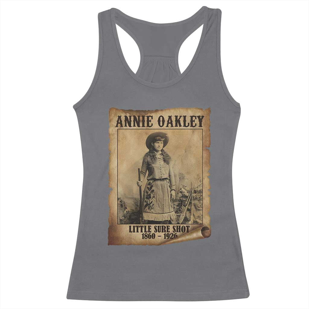 Annie Oakley Racerback Tank Top Little Sure Shot The Legendary Cowgirl TS11 Charcoal Print Your Wear