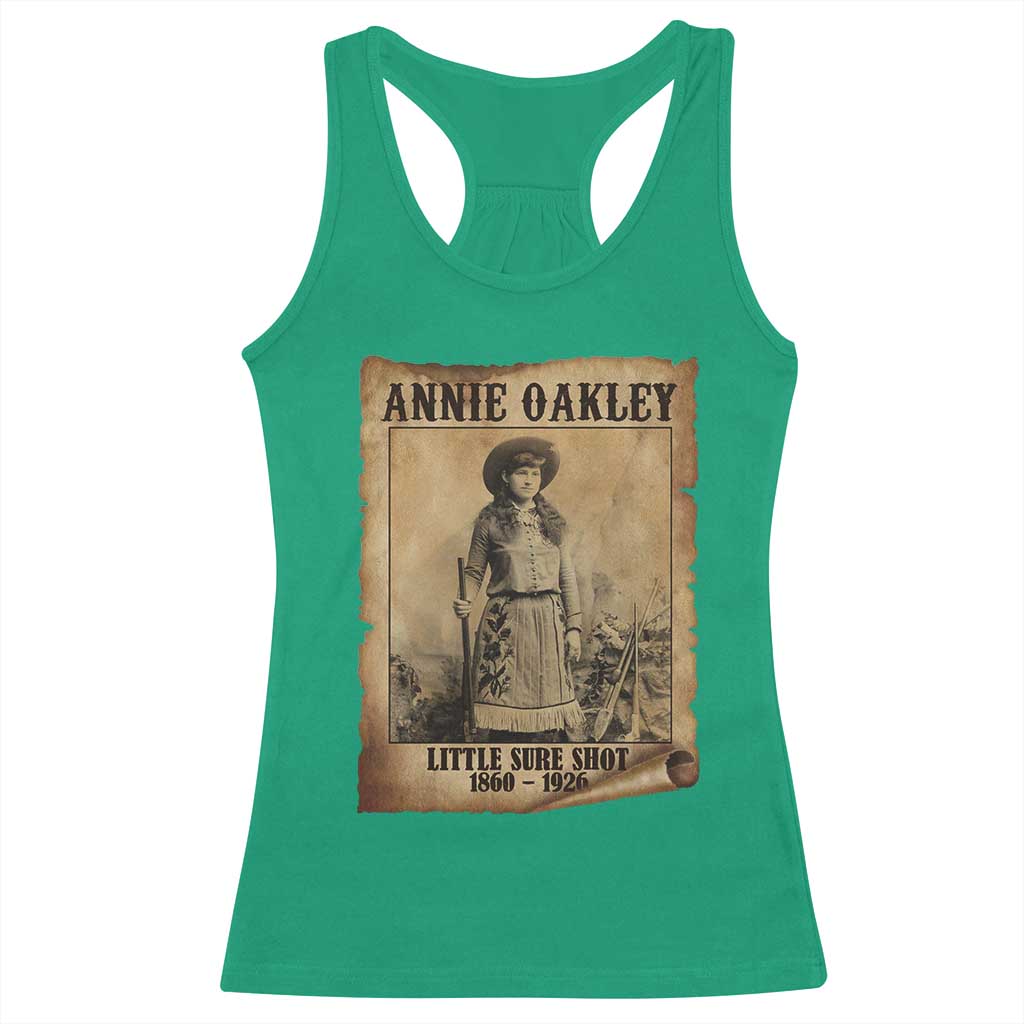 Annie Oakley Racerback Tank Top Little Sure Shot The Legendary Cowgirl TS11 Irish Green Print Your Wear