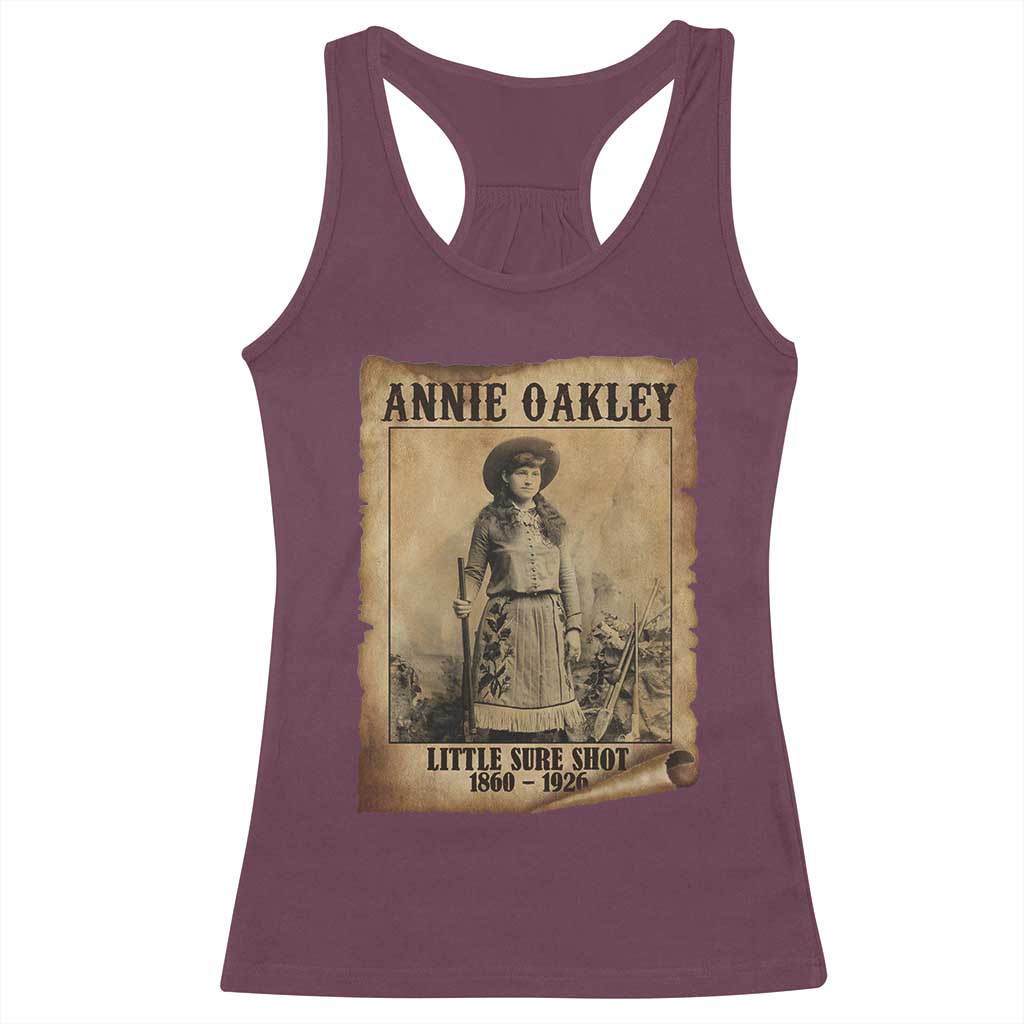 Annie Oakley Racerback Tank Top Little Sure Shot The Legendary Cowgirl TS11 Maroon Print Your Wear