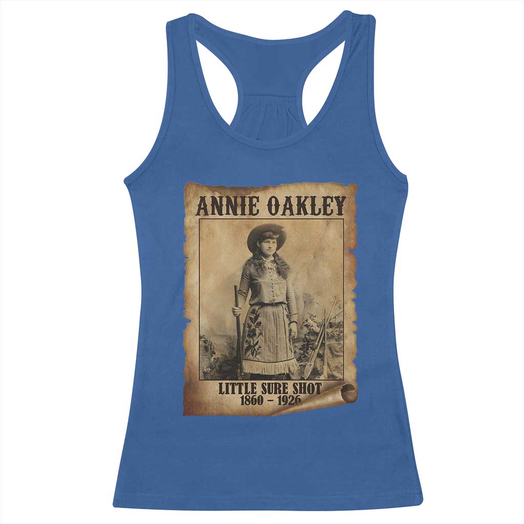 Annie Oakley Racerback Tank Top Little Sure Shot The Legendary Cowgirl TS11 Royal Blue Print Your Wear