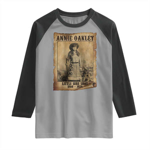Annie Oakley Raglan Shirt Little Sure Shot The Legendary Cowgirl TS11 Sport Gray Black Print Your Wear