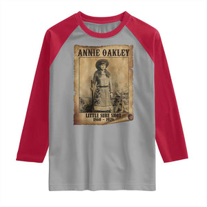 Annie Oakley Raglan Shirt Little Sure Shot The Legendary Cowgirl TS11 Sport Gray Red Print Your Wear