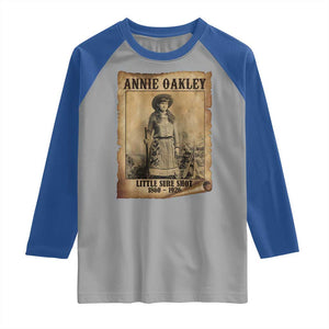 Annie Oakley Raglan Shirt Little Sure Shot The Legendary Cowgirl TS11 Sport Gray Royal Print Your Wear