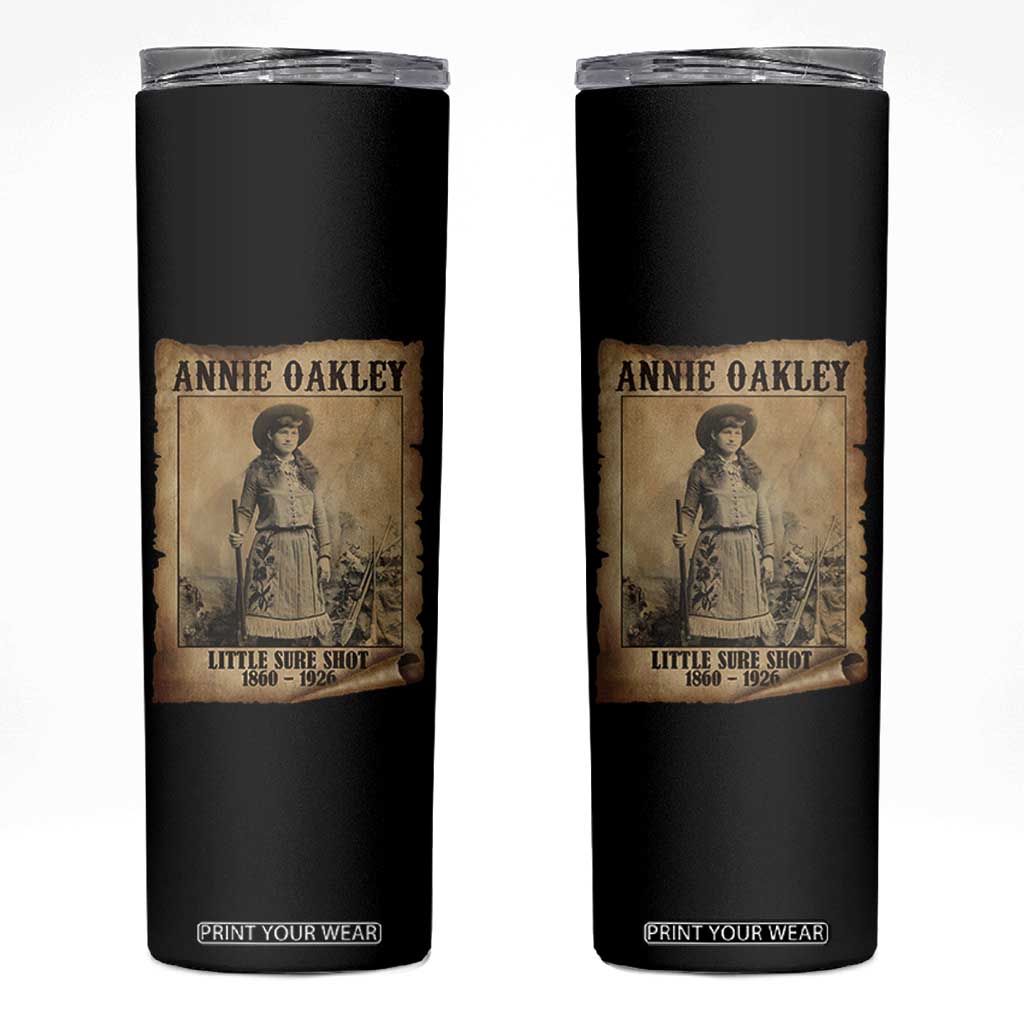 Annie Oakley Skinny Tumbler Little Sure Shot The Legendary Cowgirl TS11 Black Print Your Wear