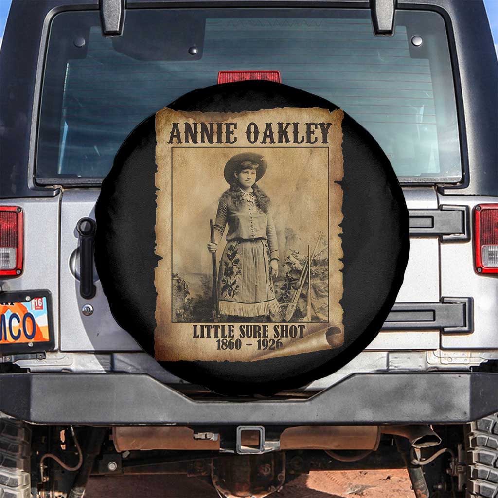 Annie Oakley Spare Tire Cover Little Sure Shot The Legendary Cowgirl TS11 No hole Black Print Your Wear