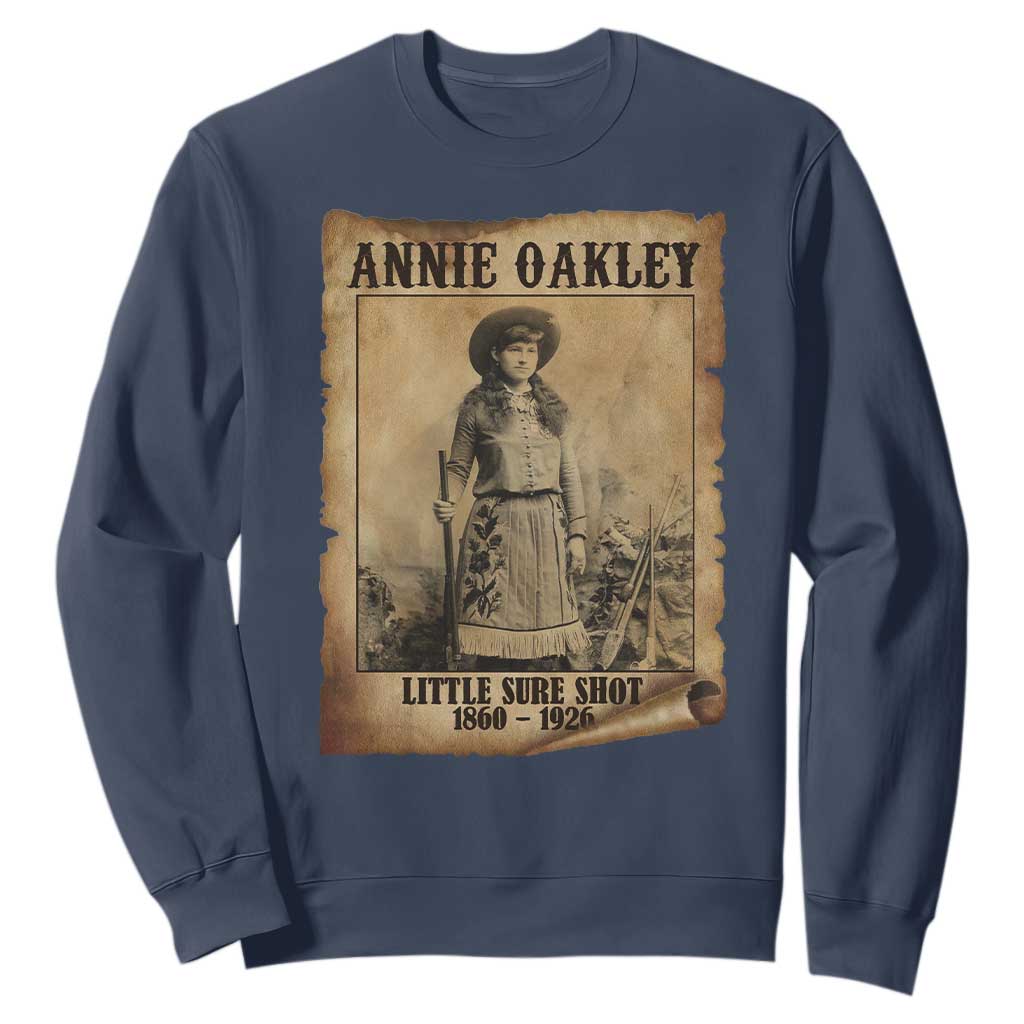 Annie Oakley Sweatshirt Little Sure Shot The Legendary Cowgirl TS11 Navy Print Your Wear