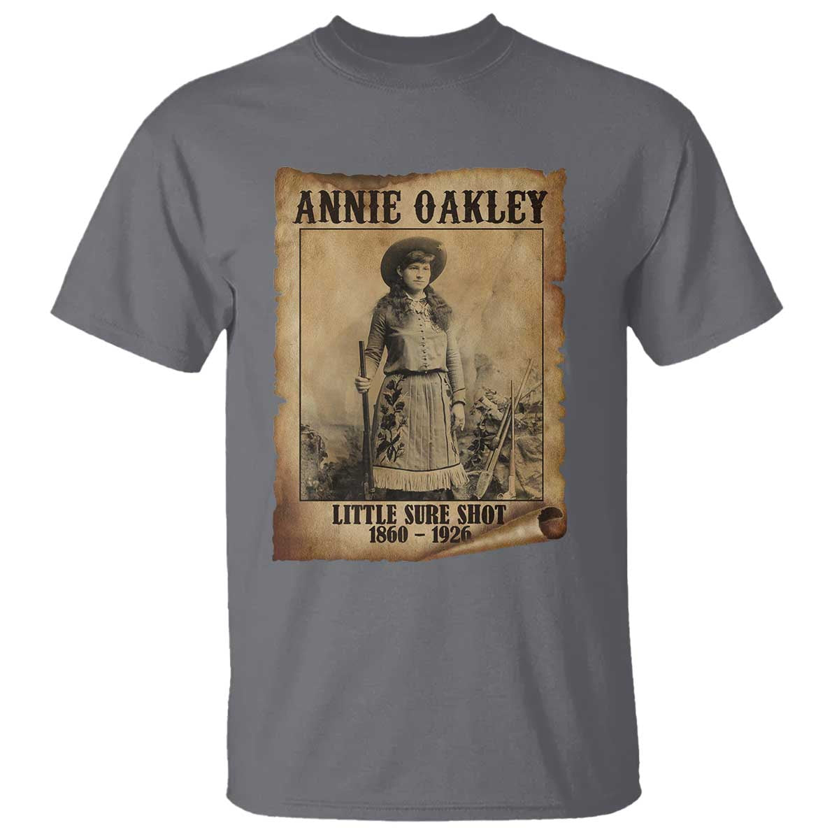 Annie Oakley T Shirt Little Sure Shot The Legendary Cowgirl TS11 Charcoal Print Your Wear
